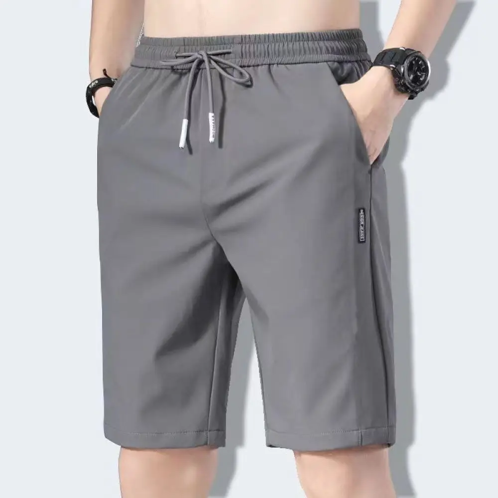 Summer Mens Ice Silk Shorts Casual Beachwear Lightweight Breathable Loose Style Straight Leg Comfortable Quick Dry Sport Pants