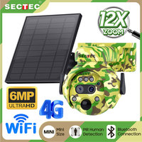 Camouflage Color 12X Zoom Solar Battery PTZ Camera Security Wifi Surveillance CCTV Solar Camera 4G Sim Wireless Camera Outdoor