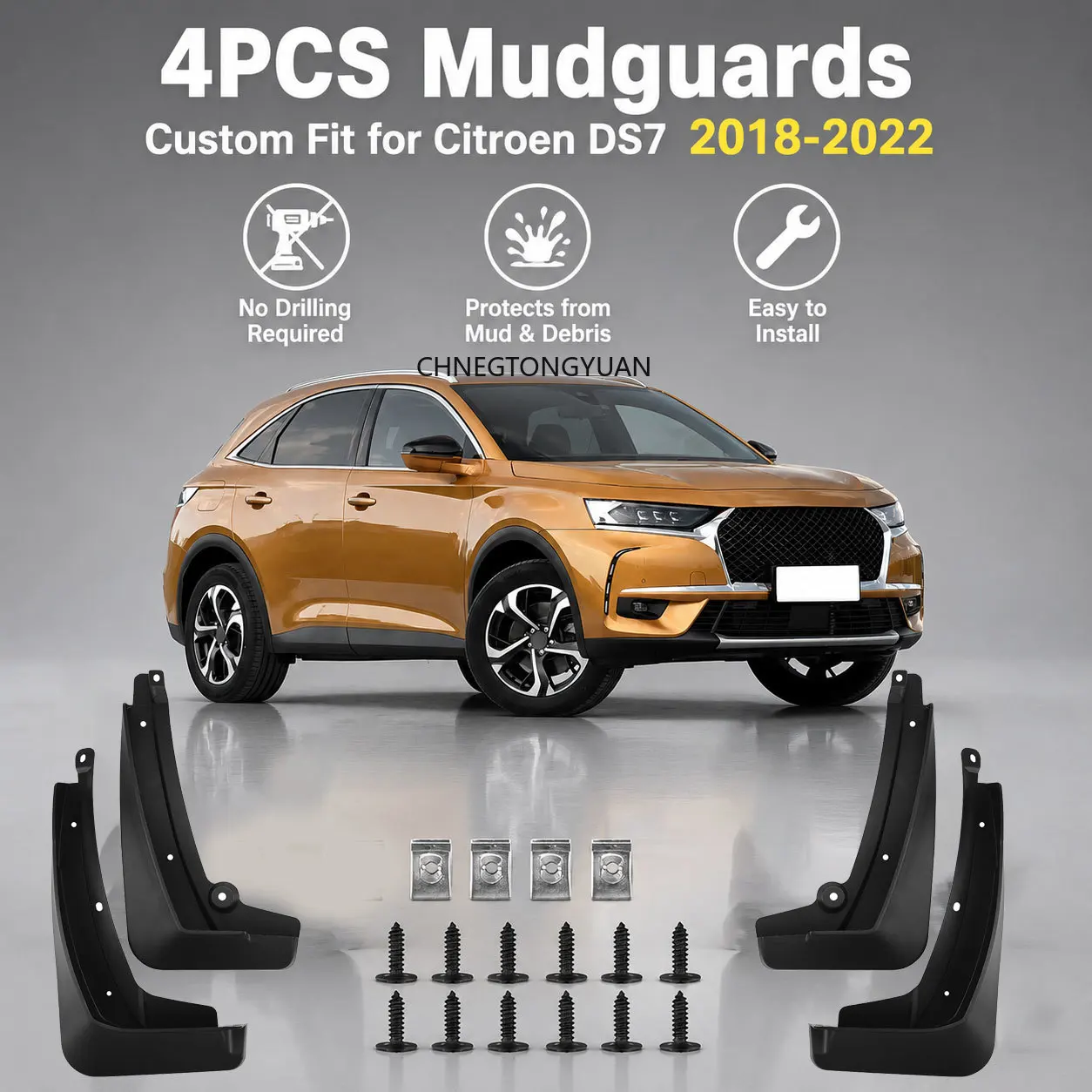 Mudguards FOR Citroen DS7 2018-2022 Fenders Car Mud Flaps Splash Guards ABS Black Exterior Modification Accessory Anti Mud Sand