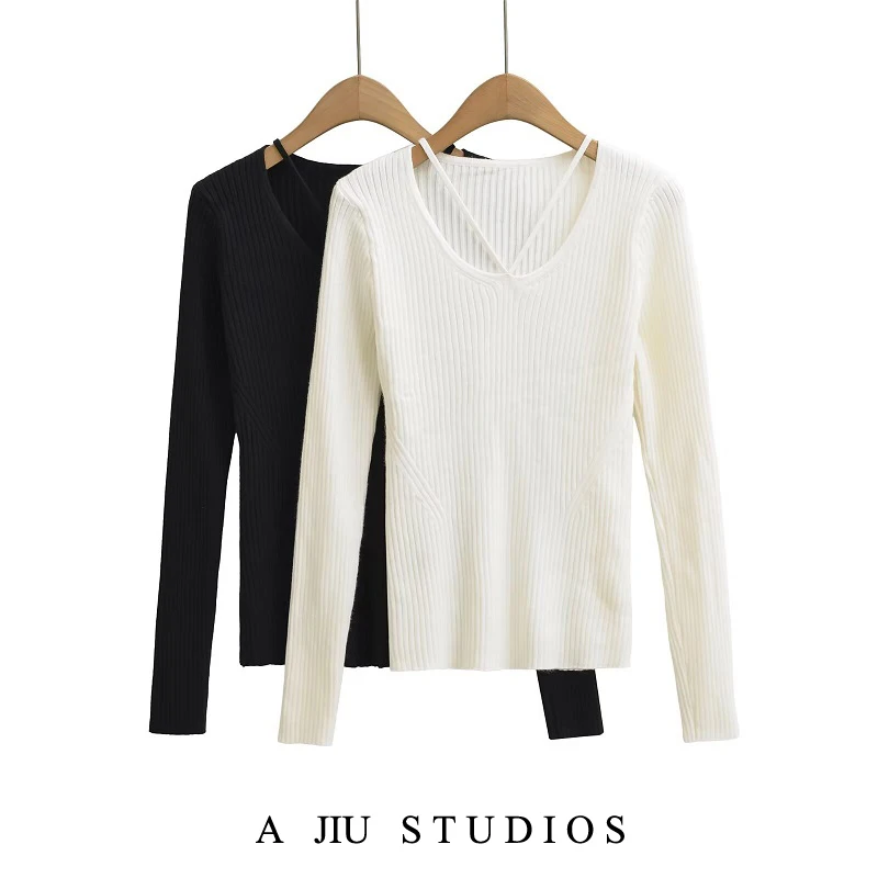 

Pure Desire сексуальный вязаный свитер U-Ne Long Sve, женский облегающий топ для внутренней одежды, топ для осени и поездок на работу