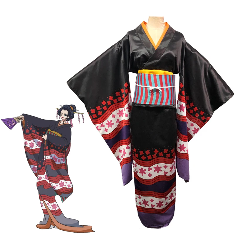 

Wano Country Arc Nico Robin Kimono Black Traditional Geisha Outfit Anime Cosplay Costume Christmas Halloween Theme Party