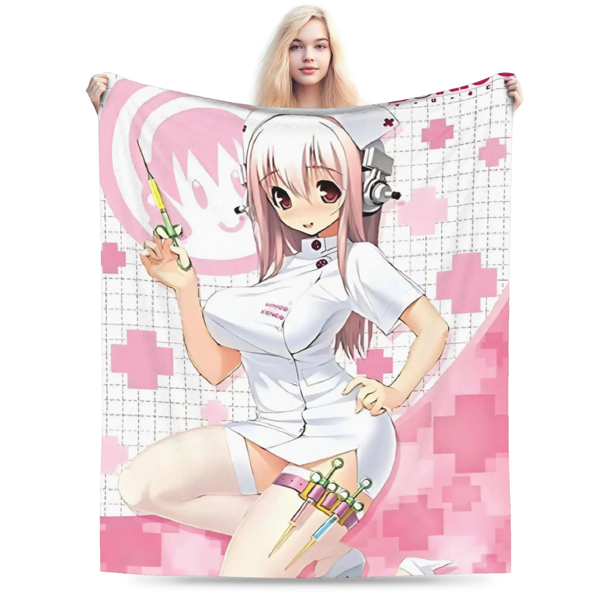 

Одеяло Super Sonico, теплое мягкое забавное плюшевое одеяло для детского дивана, стула, фланелевое покрывало, покрывало для кровати