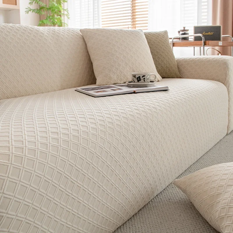 High Elastic Solid Rhombic Lattice Sofa Cover Soft Stretch Couch Covers for All Seasons Easy-Care Furniture Protection Slipcover