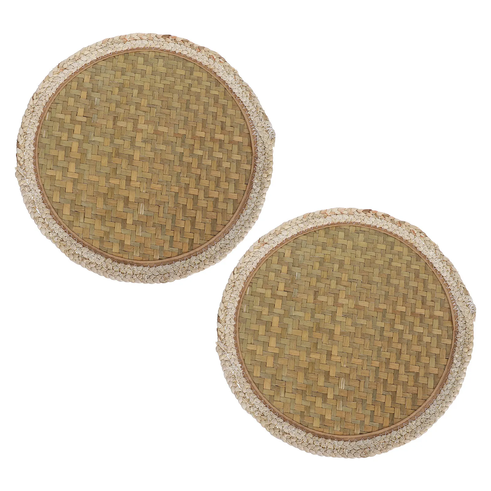 

2 шт. бамбуковые плетеные салфетки в деревенском стиле, 29 см, термостойкие, для обеденного стола, в стиле бохо, фермерский стиль, изоляционные подставки для тарелок и чашек