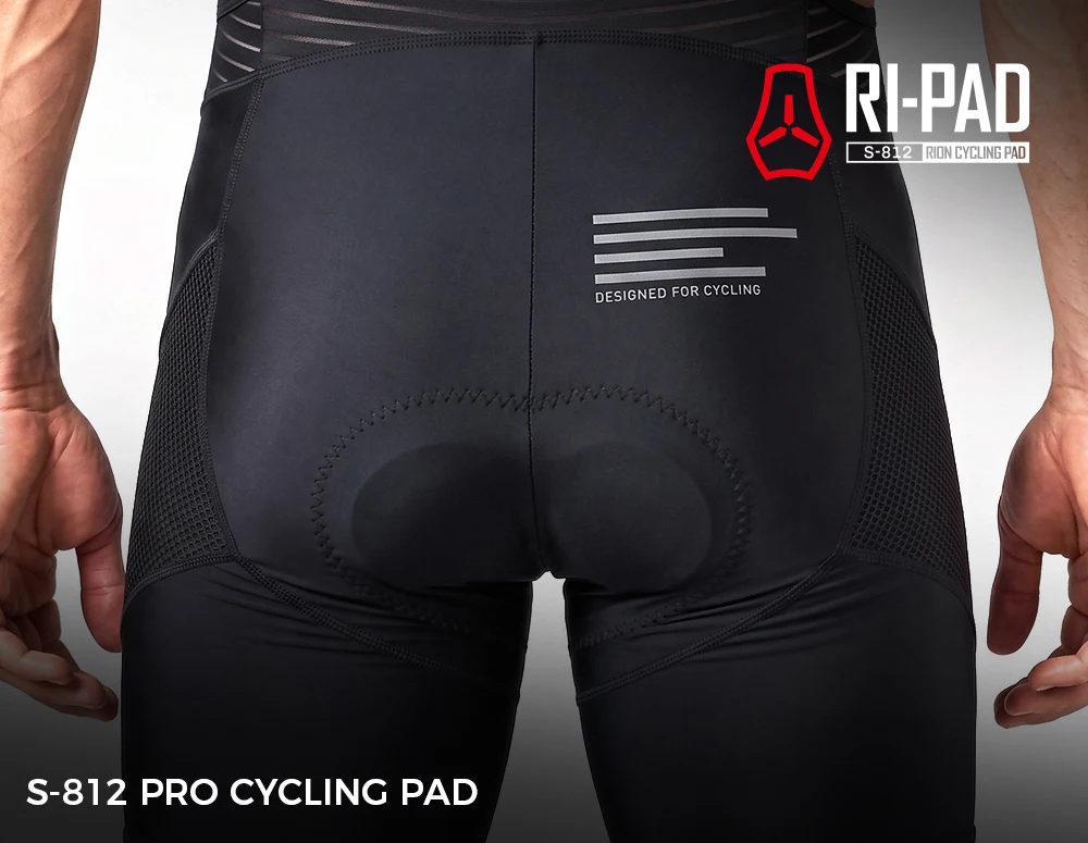 ZRSE Herren-Radhose mit Trägern, 5H-Polsterung, reflektierenden Streifen, hochelastisch, atmungsaktiver Netzstoff am Rücken, feuchtigkeitsableitend, mit Tasche, für Straßen- und Mountainbike. – Detail 5