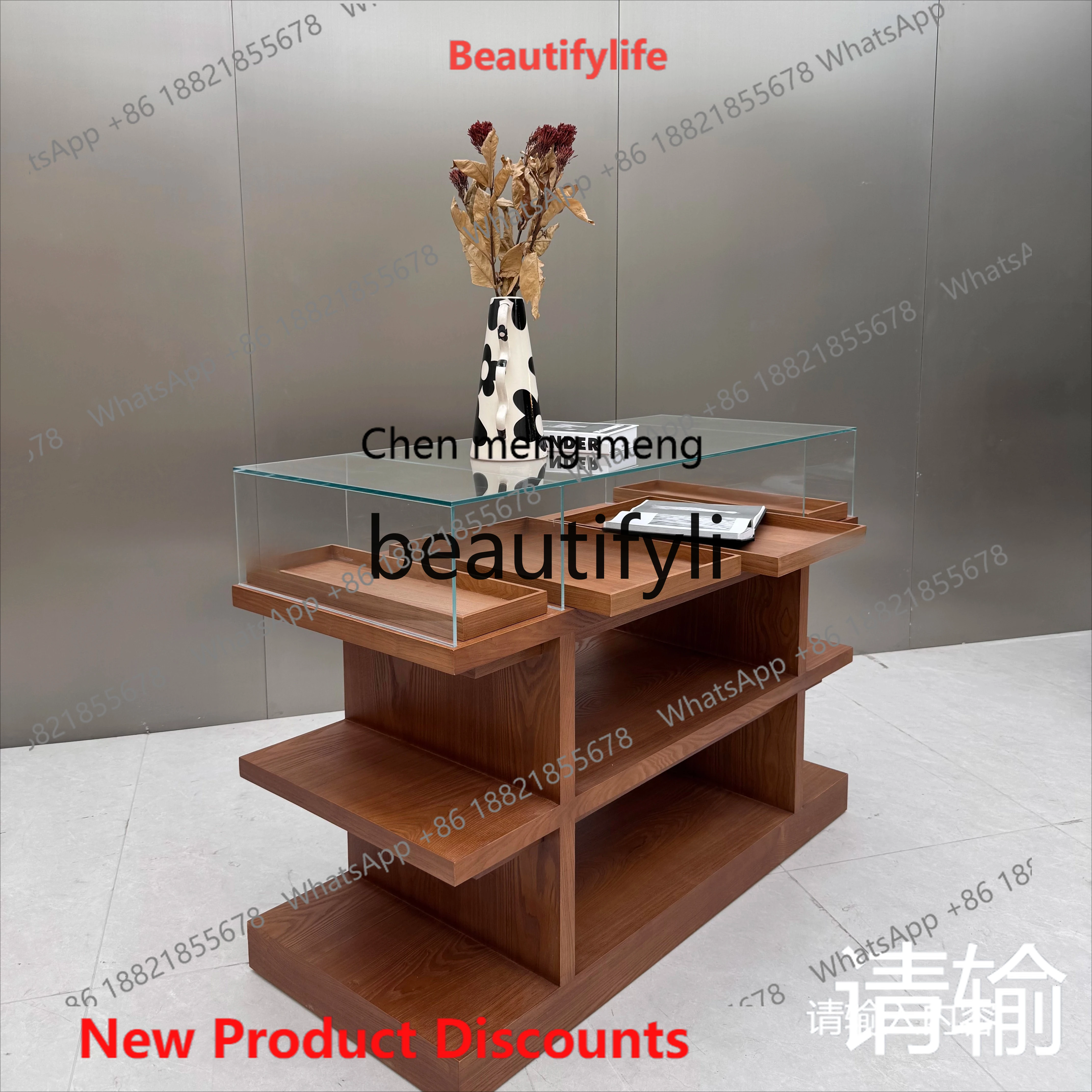 

2003 Clothing Store Center Island Cabinet Display Stand Ornament Display Cabinet Bar Counter Rotating Display Cabinet