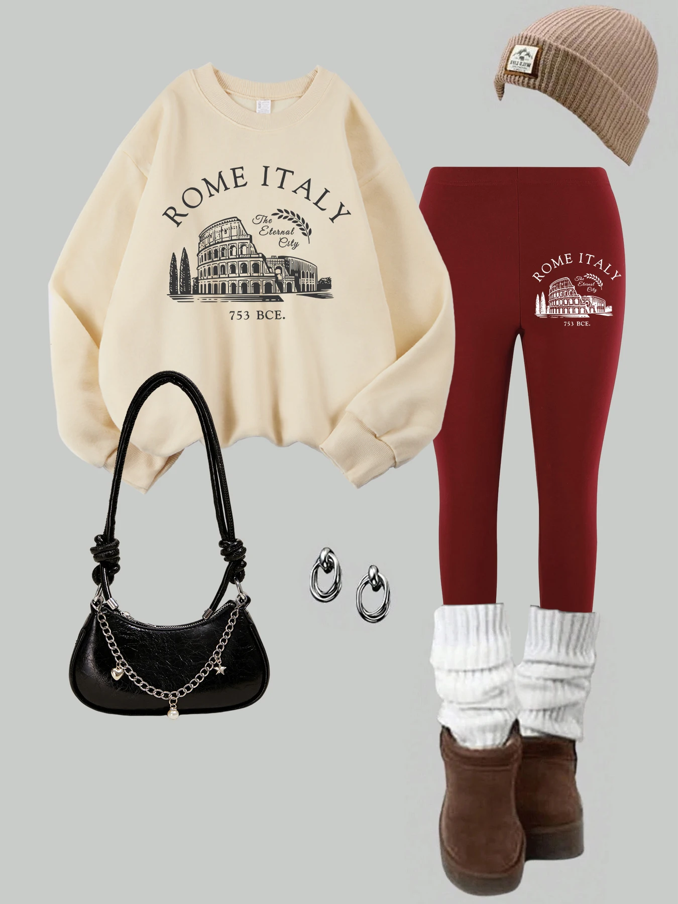 

Женские толстовки с принтом La Dolce Vita Italia, леггинсы, комплект уличных флисовых термобрюк с капюшоном, зимняя женская одежда