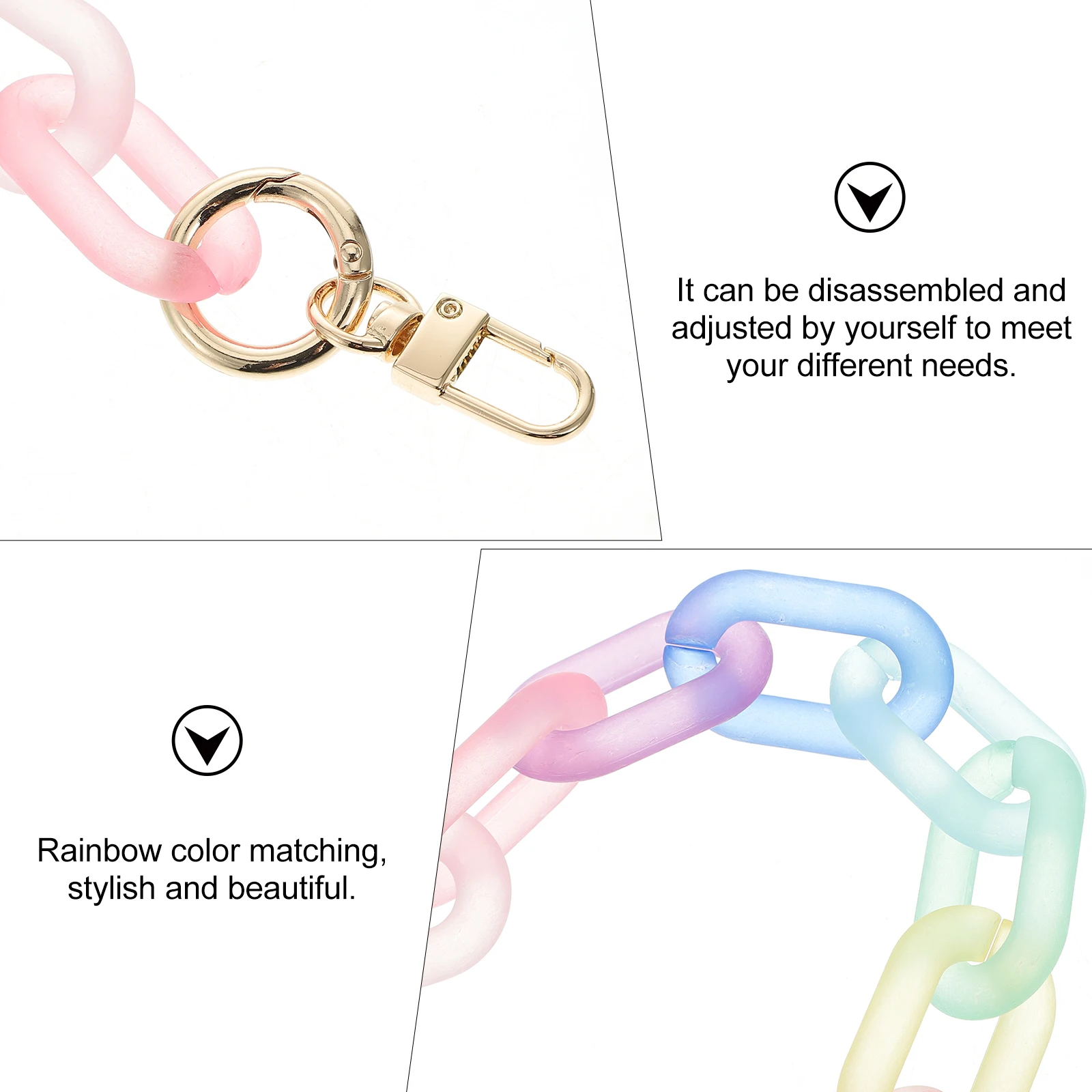 

Environmental Protection Chain Straps Acrylic DIY Bag Chains Tote Replacement Strong Durable Rainbow Matching Purse