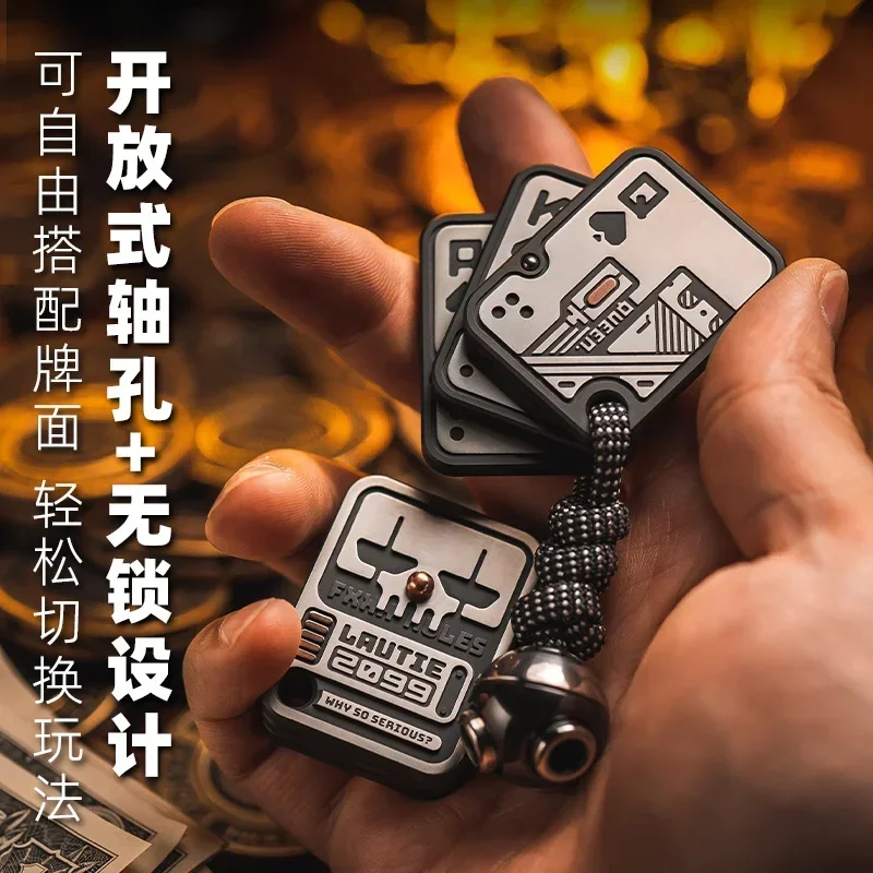 Poker push card three-layer pata card coin fingertip gyro toy black technology decompression edc