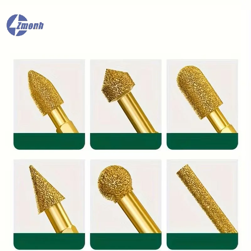 New！3pcs Diamond Grinding Head Tile Rotary File Polishing Head For Iron, Stainless Steel, Ceramic, Tile, Fits Drill