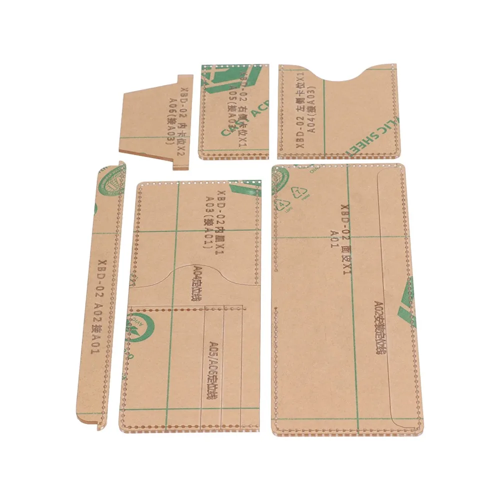 

6pcs Transparent Acrylic Template Compact Durable Handmade Making Mold Reusable Precise Cutting Wallet Pattern Stencil