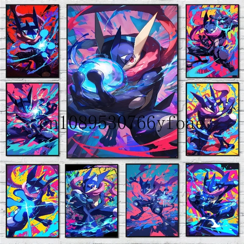 

Pokemon Anime Cartoon Canvas Painting Greninja Poster Print Mural High Quality Picture Wall Art Home Aesthetic Decor Cuadros