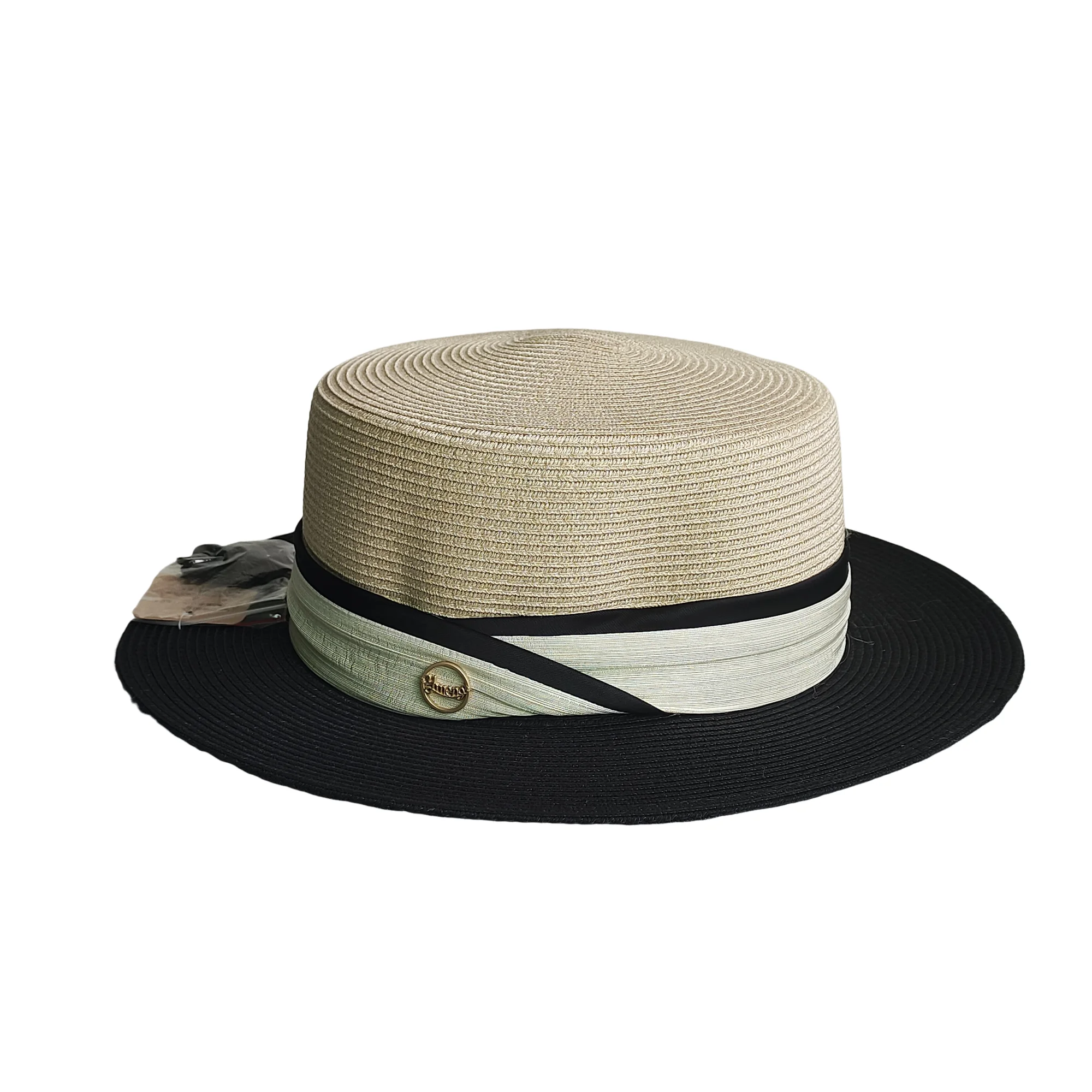 Beach hat color matching straw hat women summer flat top outdoor sun hat small fresh elegant sun protection sun visor beach hat