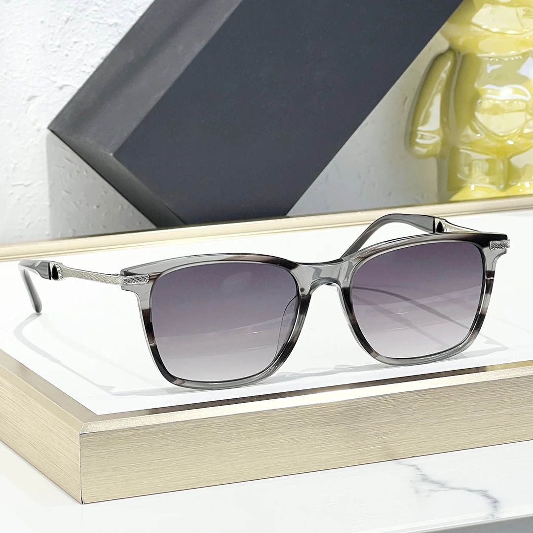 

REFINED designer German alloy acetate fiber square casual gray sunglasses for women vacation black glasses for men driving