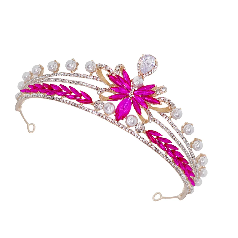 

Pearl Bow Crown Rhinestone Bridal Tiara Wedding Headpiece For Bride Women Party Prom Cosplay Accessories