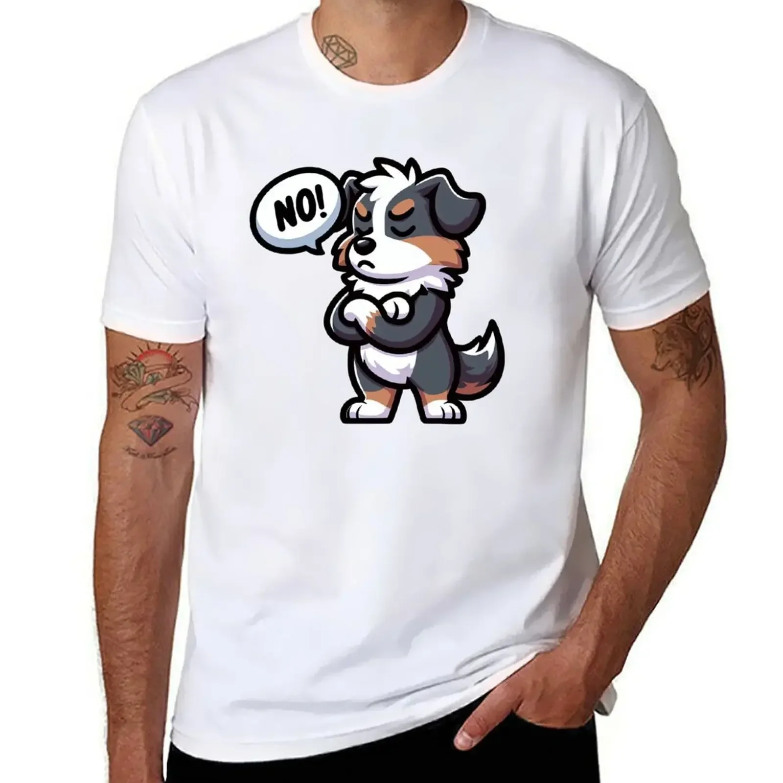 Australian Shepherd Dog Stubborn T-Shirt animal prinfor boys Blouse shirts graphic tees mens t shirt hot heavyweight new arrival