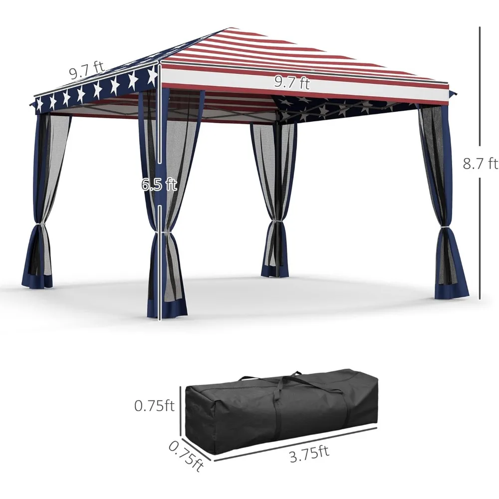 Tenda a baldacchino Pop-Up 10 'x 10' con rete, Gazebo istantaneo, stanza della casa dello schermo con borsa per il trasporto, regolabile in altezza, per esterno