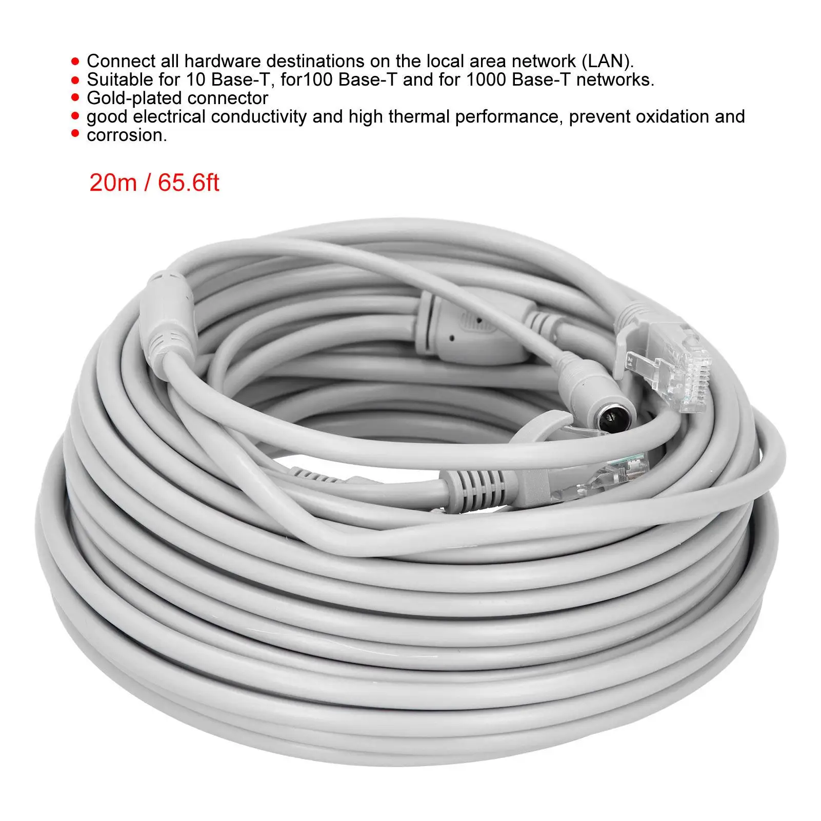 Portable 2 In 1 Ethernet Cable with Power Supply for ip Camera NVR CCTV System