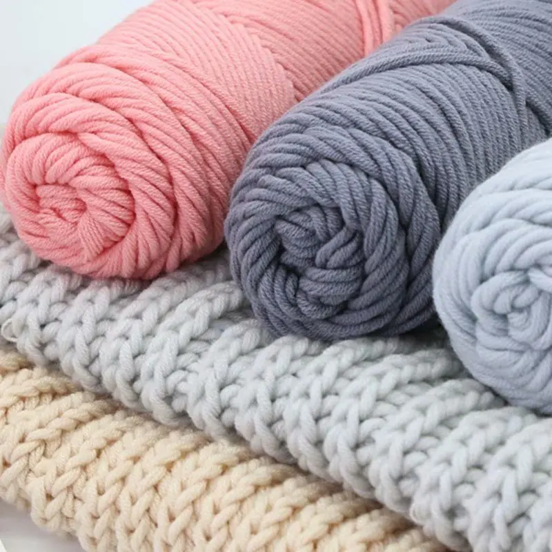 3Pcs 8 Strands Cotton Yarn Coarse Yarn  Scarf Thread Thread Milk Cotton DIY Scarf, Sweater Handbag