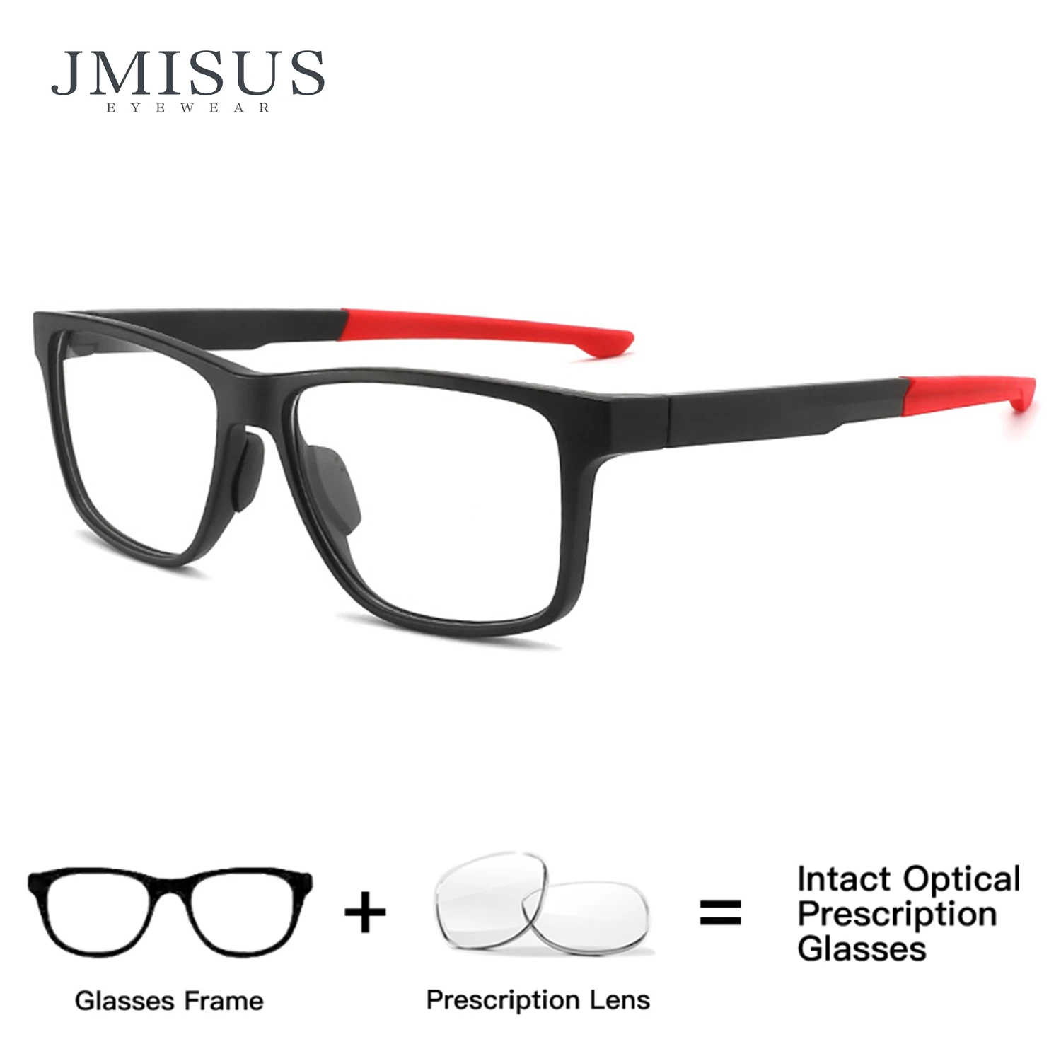 

JMISUS Square Prescription Optical Sunglasses for Men Sports TR90 Frame Polarized Lenses for Running Cycling and Fishing