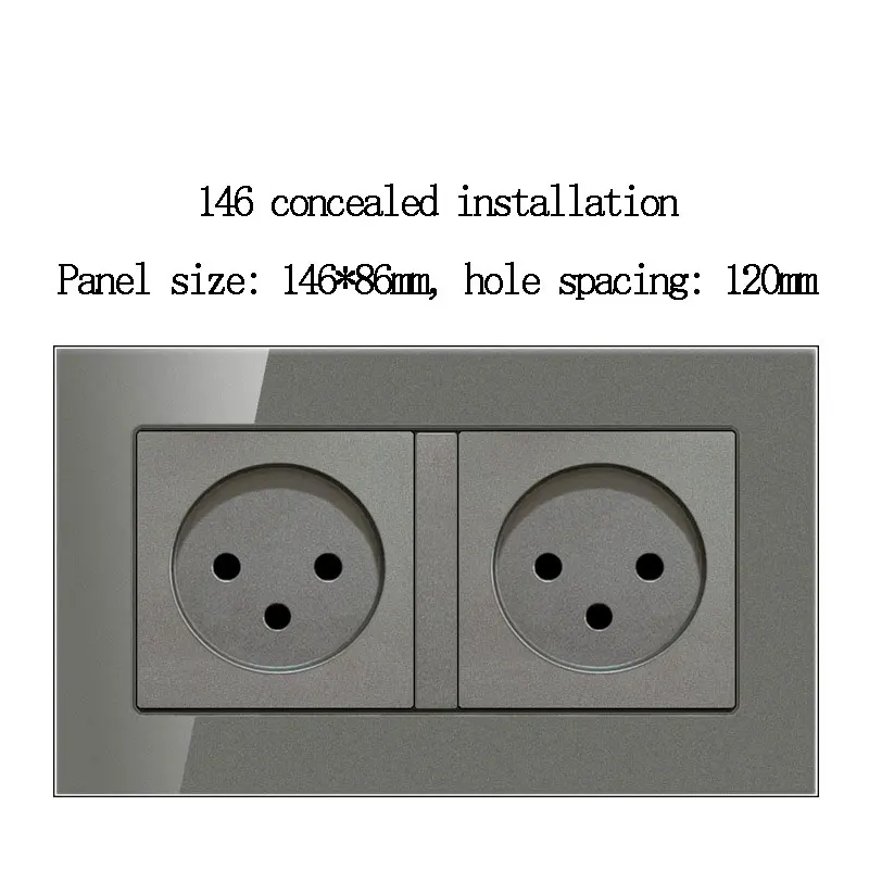 146 Type Two-Position Double 16A Israeli Socket Panel European Standard Wall Panel Power Plug Embedded Concealed 110-250V Outlet