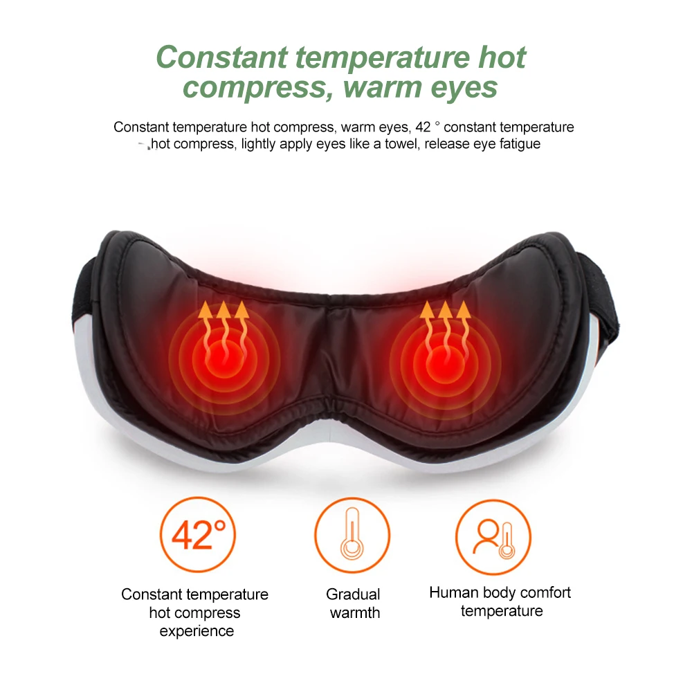 6D Smart Bluetooth Music Vibration Airbag Compress Eye Massager Eye Care Instrument Eye Massage Glasses Eye Relax Fatigue Pouch