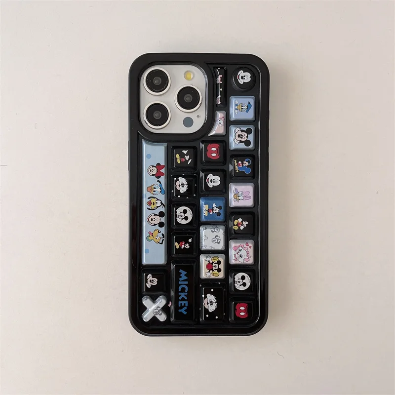 Cute Creative Cartoon Keyboard Mickey Minnie Disney Case For iPhone 11 12 13 14 15 16 Pro Max Donald Duck Daisy Keyboard Cover