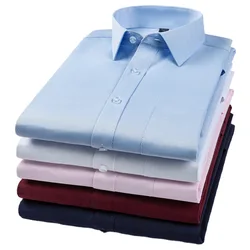 Camisa de vestir clásica de manga larga para hombre, camisa blanca con bolsillo, ajuste Regular, Formal, informal, para negocios, trabajo y oficina, con botones, S-8XL