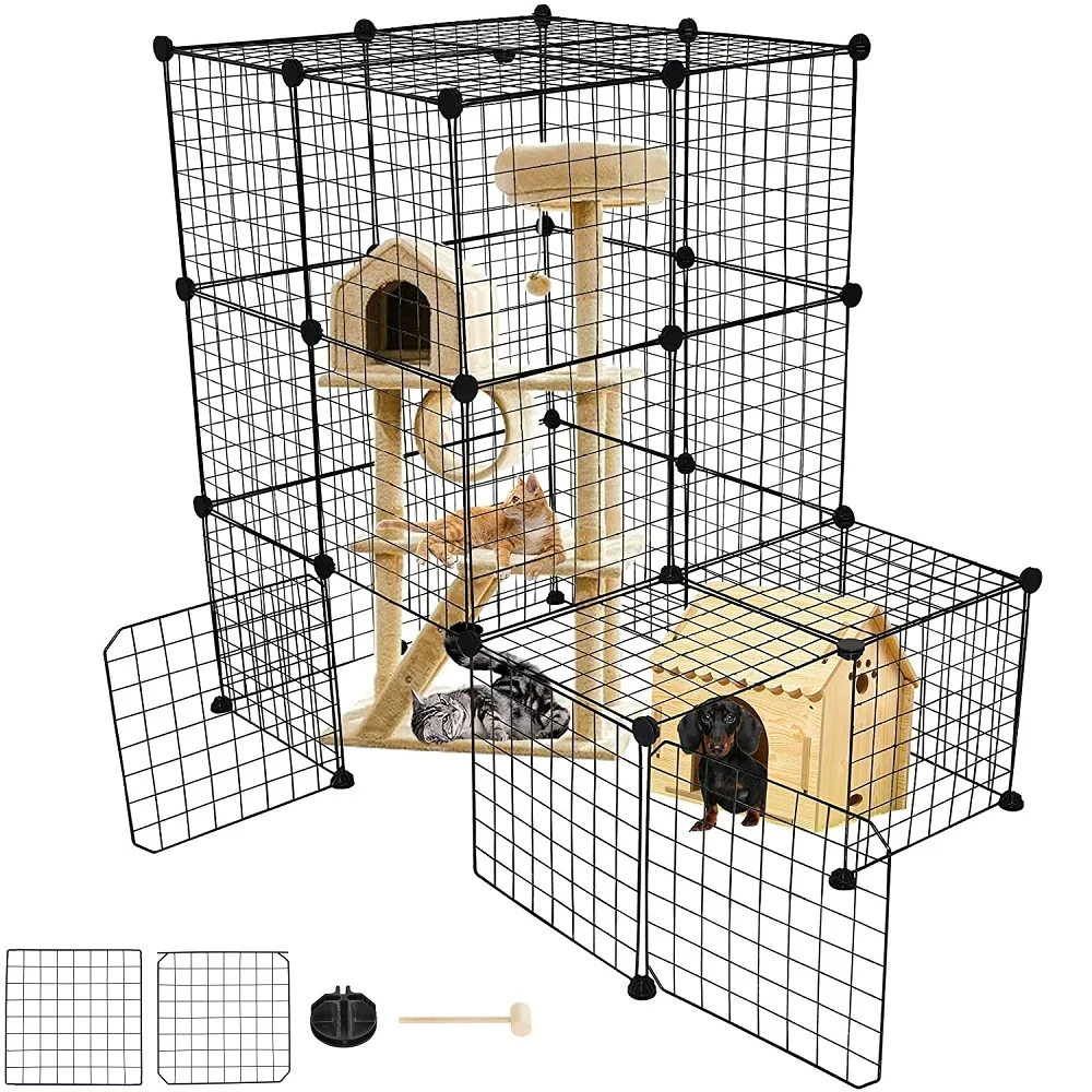 Cat Cages Indoor Large Pet Crate Detachable Extra Large Cat Playpen,Small Animal Cage Tiers for Guinea Pig, Bunny and Chinchilla