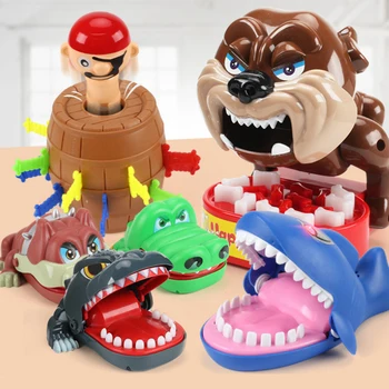 Grand Crocodile bouche de requin pour enfants, jeu de morsure de dentiste, nouveauté, blagues, dessin animé, baril de Pirate, tour de famille, jeu amusant