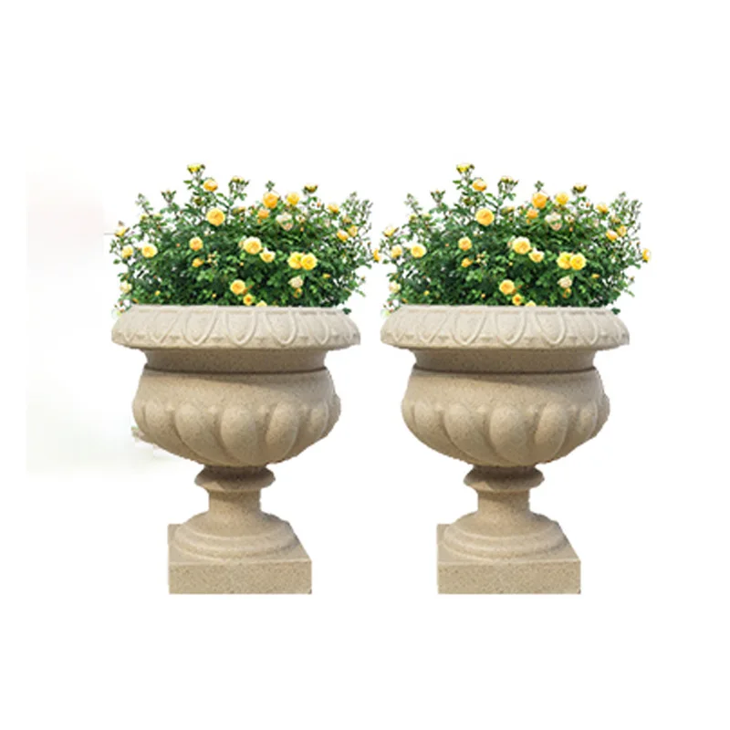 Bottom grouting cement flower pot mold bonsai round flower plate model European-style cast-in-place concrete plastic building