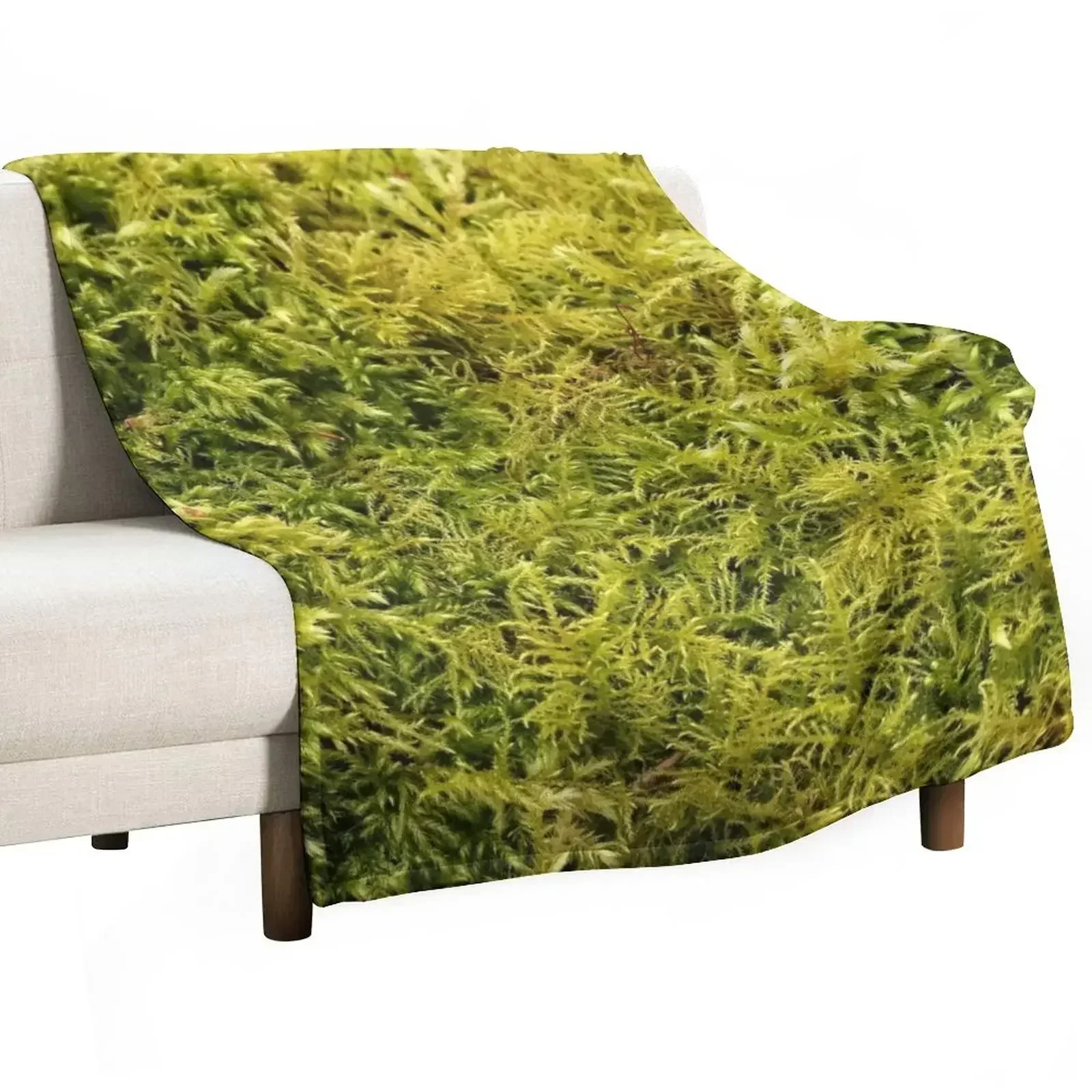 Green Moss Texture Throw Blanket Decoratives Luxury Luxury Designer Flannel Fabric Blankets