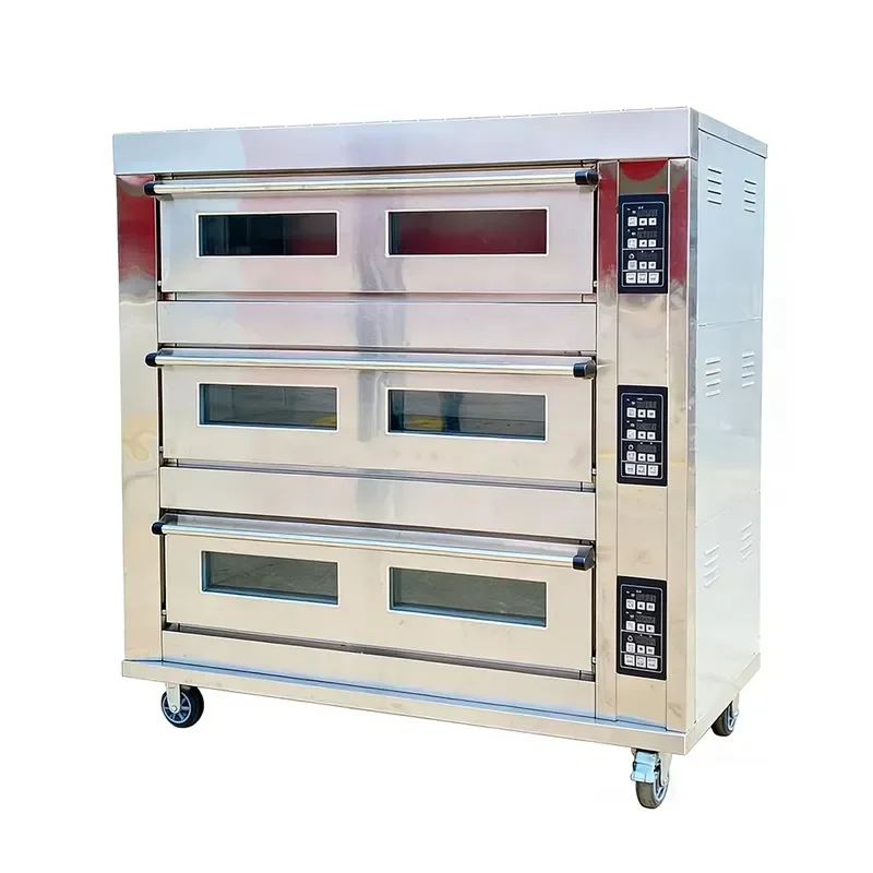 Durable Computer Bakery Oven Electric Baking Oven Commercial 3 Deck 9 Trays With Steam Injectio and Self Cleaning
