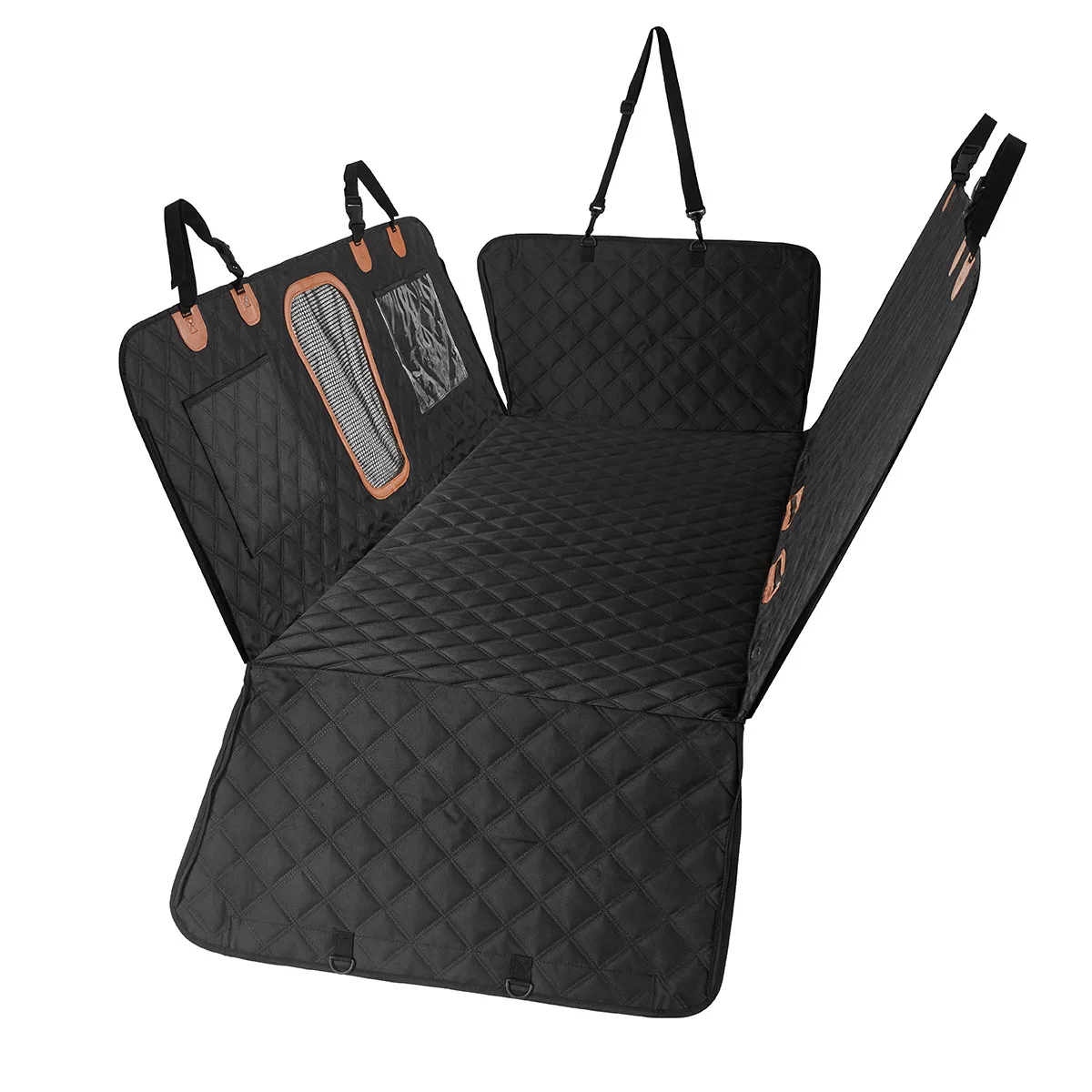 Three-Panel Solid Car Rear-Seat Extender Dog Car Seat Cover & Pet Seat Mat Waterproof Washable Hard Bottom for Car Ride Outdoor - view 4