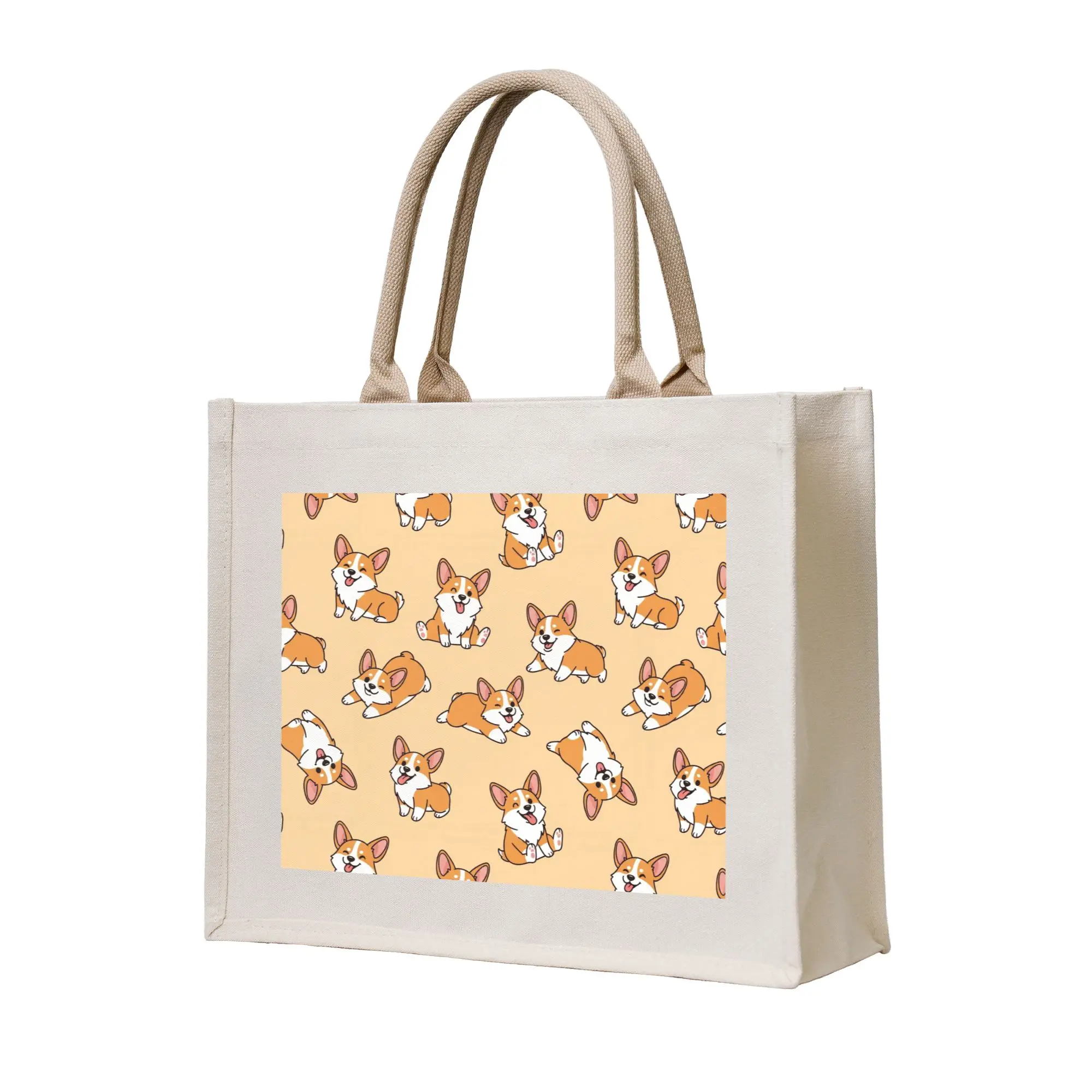 Funny Corgi Pembroke Welsh Corgi Dog  Grocery Shopping Bag Funny Shopper Tote Shoulder Bag Large Capacity Portable  Handbag