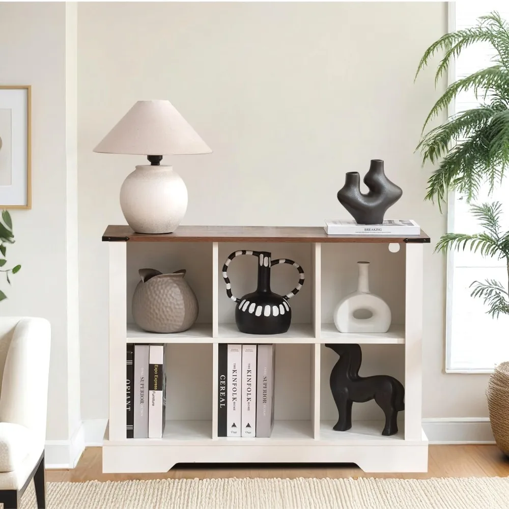 منظم تخزين 6 مكعبات مع أضواء LED، خزانة كتب خشبية مكعبة مع لوحة خلفية، رف مكعب أبيض رف كتب قائم بذاته لـ Livi