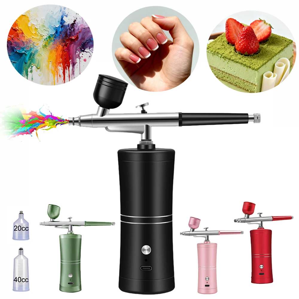 

Аэрограф для ногтей, компрессор для рисования макияжа, портативный мини-беспроводной аэрограф, спрей-пистолет для дизайна ногтей, татуировки, декора торта, живопись