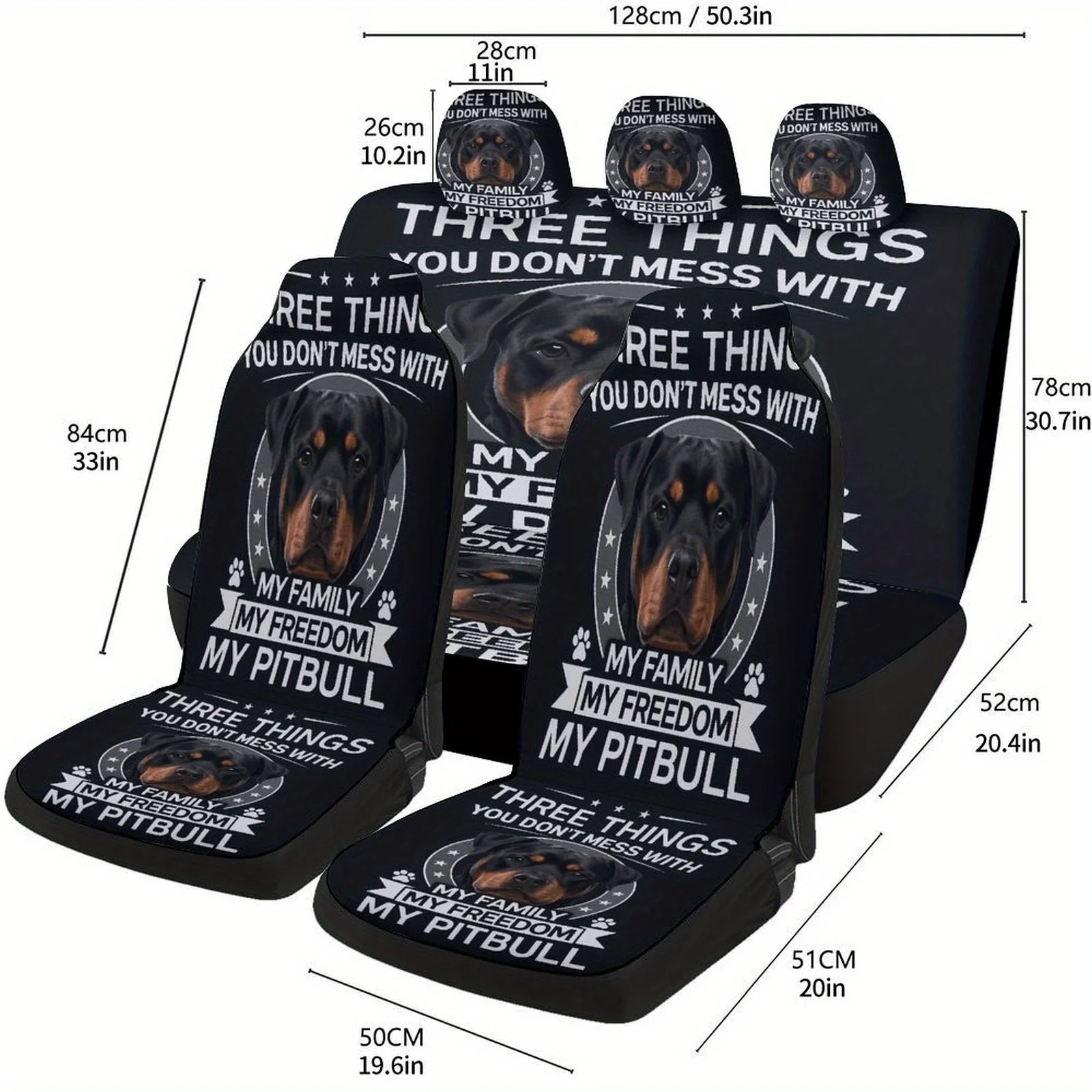 Set Of Car Seat Covers Designed For Families Featuring A Pitbull Theme, Suitable For Most Vehicles. These High-Quality, Comforta