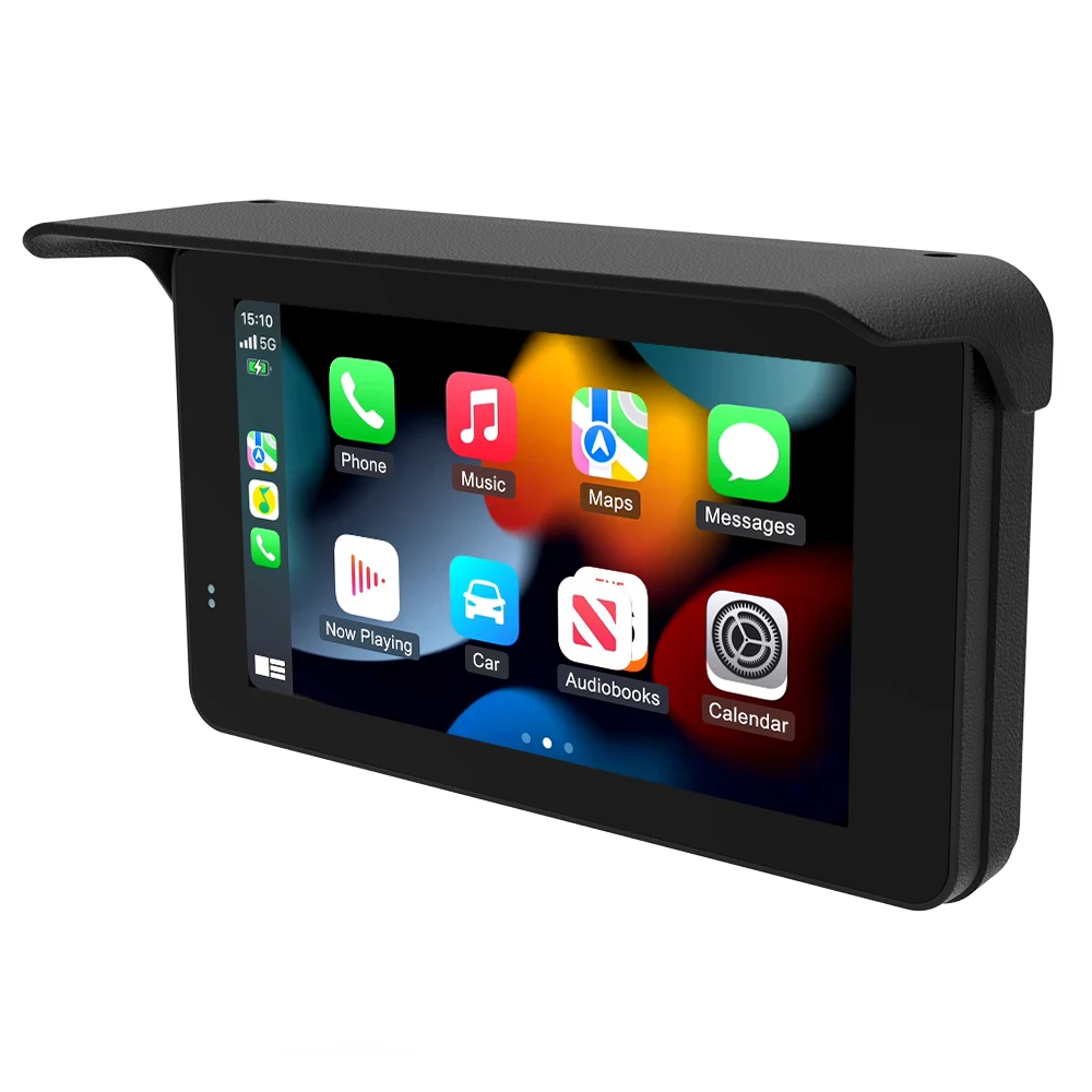 

5" Motorcycle Wireless CarPlay/Android Auto IP67 Waterproof GPS Monitor w/Built-in Battery & 12-24V Low Voltage Protection