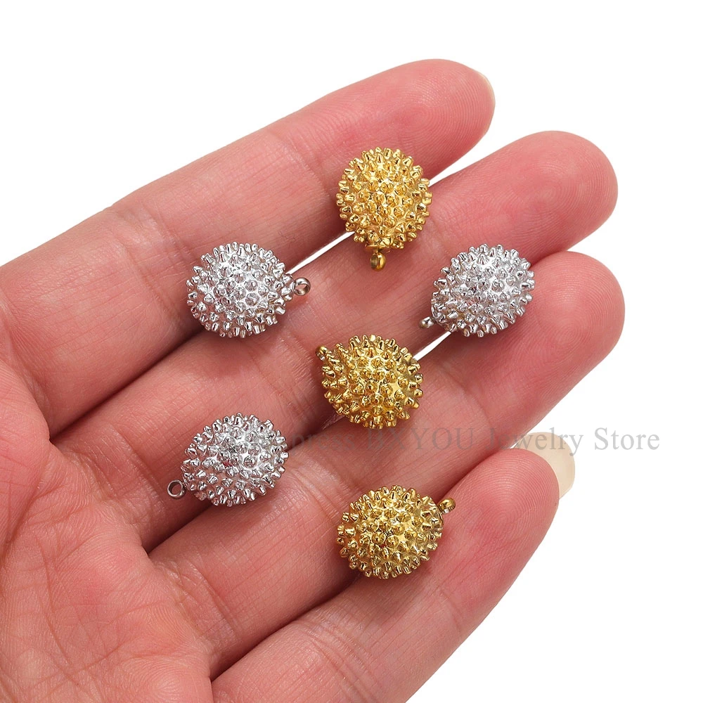 5pcs Stainless Steel Durian Fruit Charm PVD Gold Plated Pendant For DIY Necklace Bracelet Accessories Jewelry Making Supplies