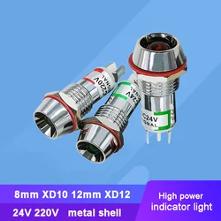2pcs 10mm XD10 12mm XD12 24V 220V 10mm Metal Indicator light Signal light Pilot light