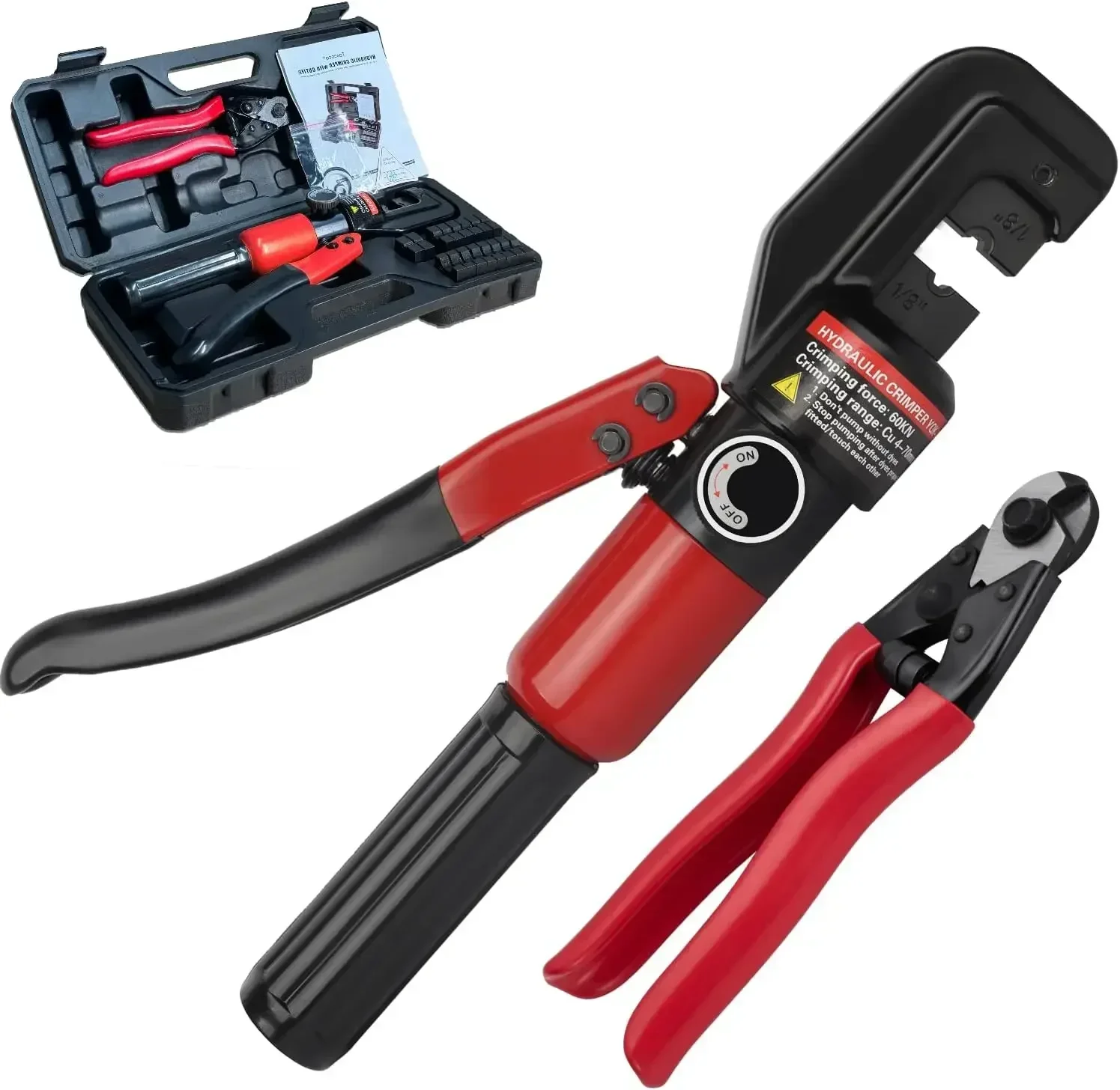 

Hydraulic Crimping Tool with Cable Cutter, 9 Dies for Stainless Steel Cable Railing and Wire Swaging