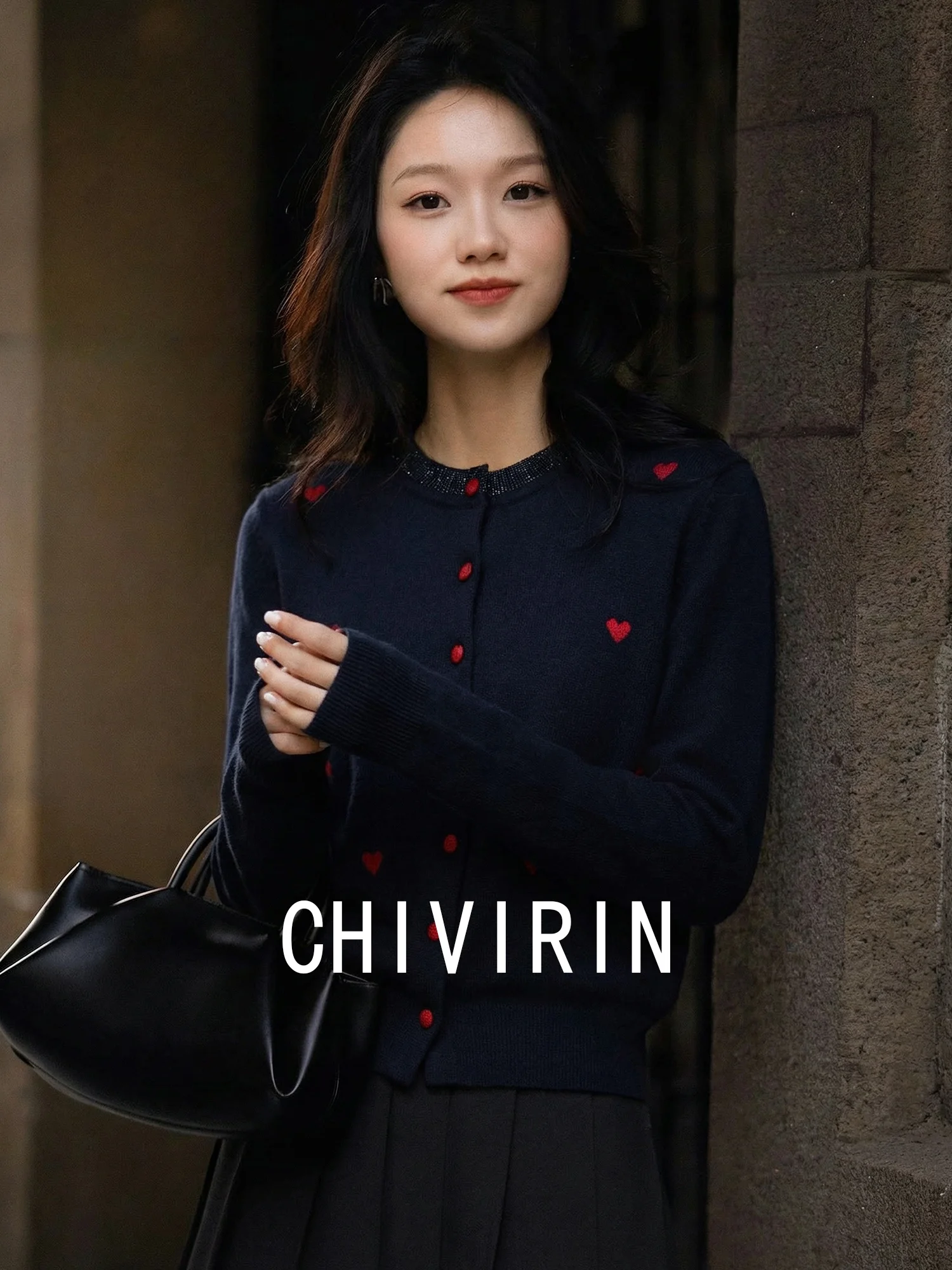 

Вязаный кардиган Chivirin для женщин: весенне-осенний, теплый, с вышивкой, из овечьей шерсти, с круглым вырезом, на пуговицах, нежный стиль