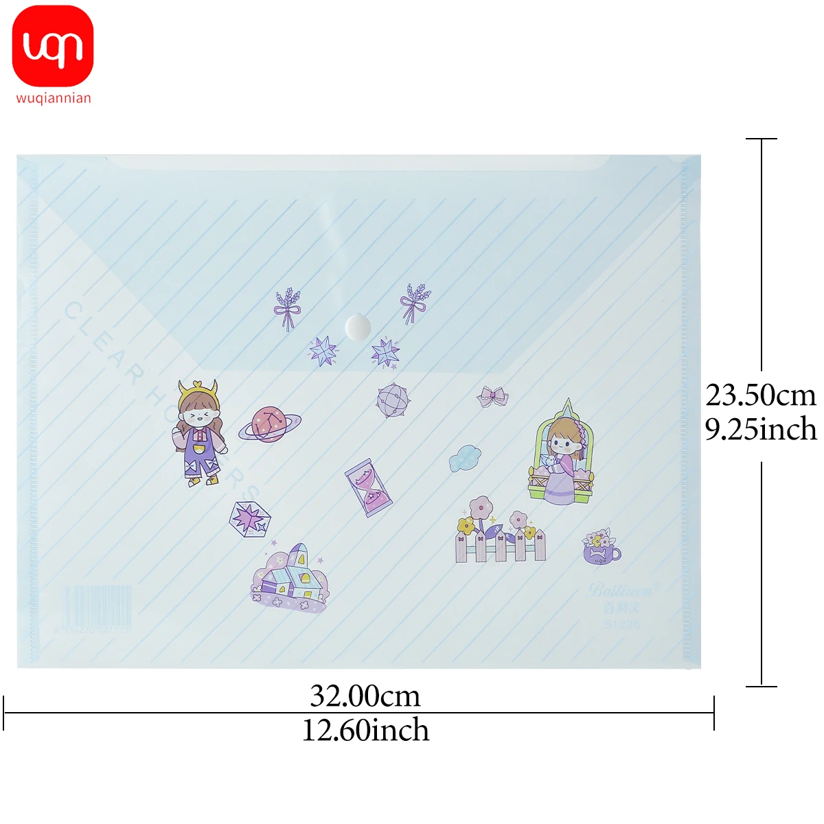 A4 Documententas Transparant 14c Dikte Grote Capaciteit Student Cartoon Sticker Knop Testpapier Opbergtas Kantoordocumenten