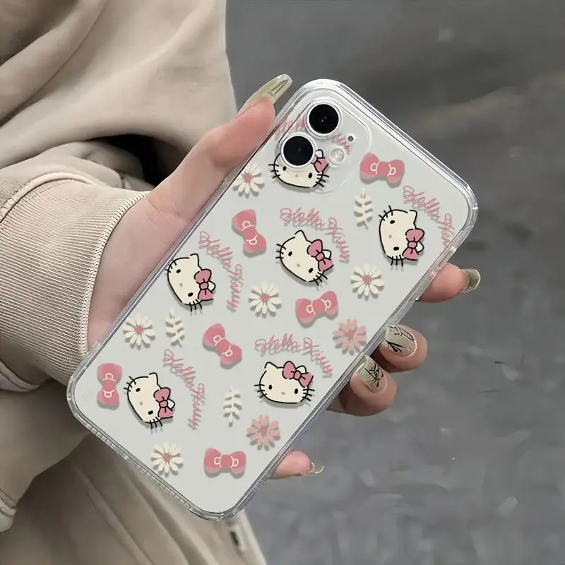 Simplicity Yk2 Hello Kittys Phone Case For iPhone 16 15 14 13 12 11 Mini Pro Max X XR XSMax 6S 6 7 8 Plus SE20 Transparent Cover