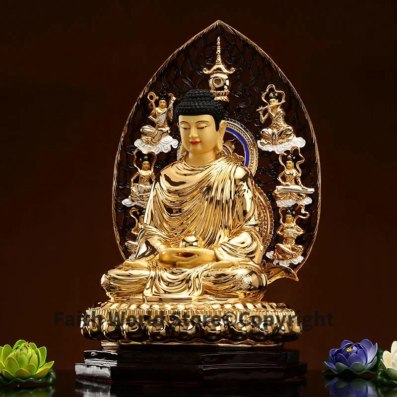 57cm large TOP high grade HOME temple COPPER gold plating Sakyamuni Amitabha buddha altar Paradise nirvana Elysian Fields