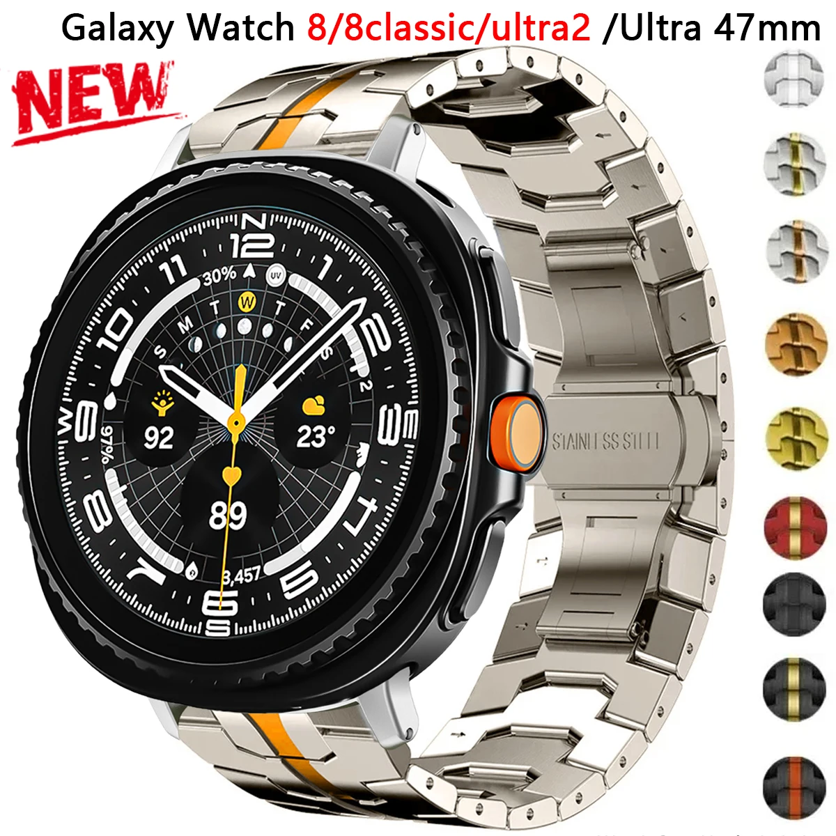 

Ремешок без зазоров для Samsung Galaxy Watch 8 Ultra2, браслет, роскошный браслет из нержавеющей стали для Samsung Galaxy Ultra, аксессуар 47 мм