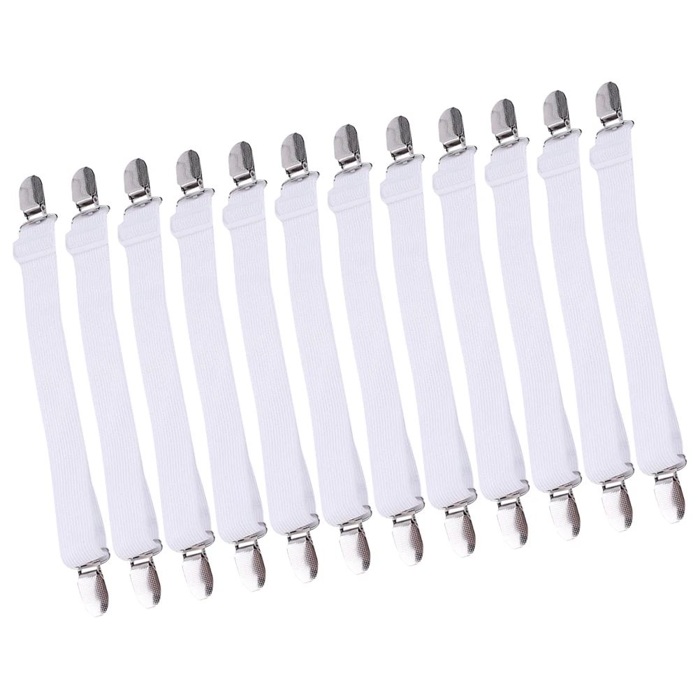 

12pcs Bed Sheet Fasteners Adjustable Gripper Elastic Clips Strong Corner Holders For Mattress Curtains Pants 35-100Cm Stretch