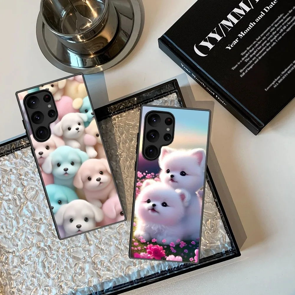 Cute Funny Dog  Phone Case For Samsung Galaxy S23 S22 S21 S20 Plus Ultra M54 Note20 Soft Black Phone Cover