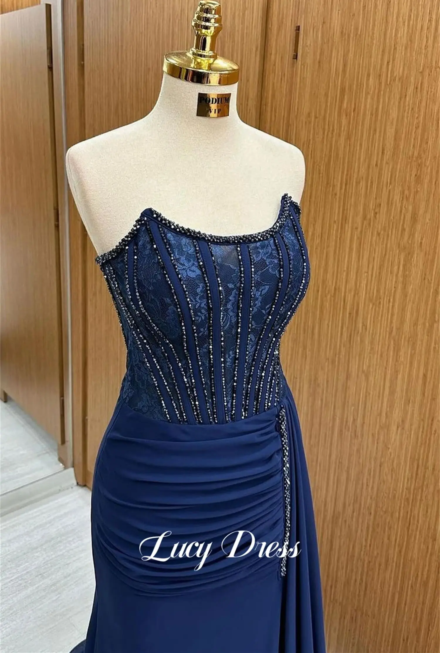 Lucy Evening Dress Mermaid Cut Grace Dark Blue Party Robes De Cocktail Dresses for Special Occasions Ball Gowns Prom Customized